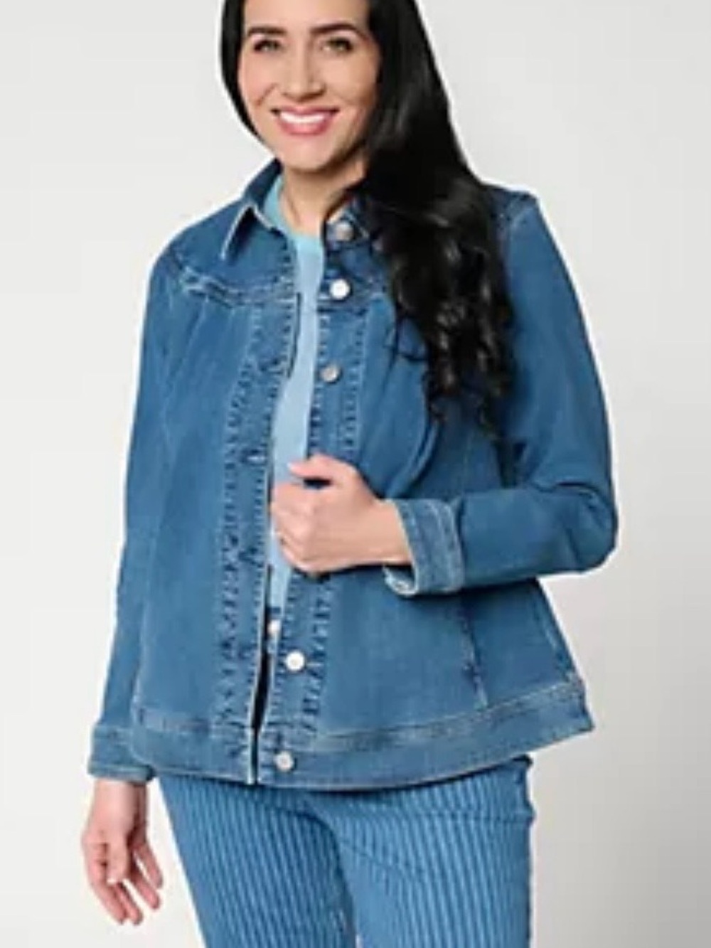 LOGO by Lori Goldstein Blue Denim Jacket size L NWT